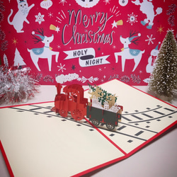 LAST! クリスマスカード　ポップアップグリーティングカード 楽しい汽車 2枚目の画像