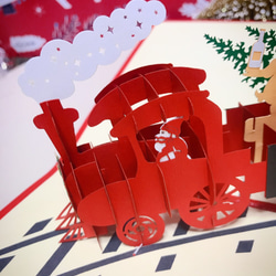 LAST! クリスマスカード　ポップアップグリーティングカード 楽しい汽車 4枚目の画像