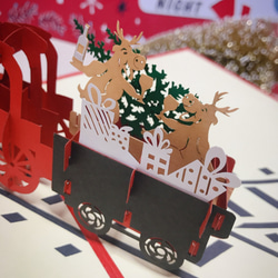 LAST! クリスマスカード　ポップアップグリーティングカード 楽しい汽車 5枚目の画像