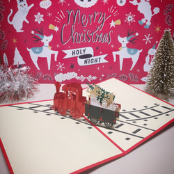 LAST! クリスマスカード　ポップアップグリーティングカード 楽しい汽車 8枚目の画像