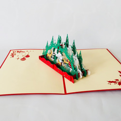 クリスマスカード　ポップアップグリーティングカードトナカイ＆森2 3枚目の画像