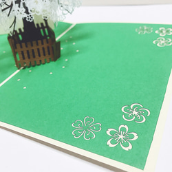 無料ラッピング！ポップアップカード　シンプル！手作り切り紙立体カード　桜 ホワイトデザイン2 5枚目の画像