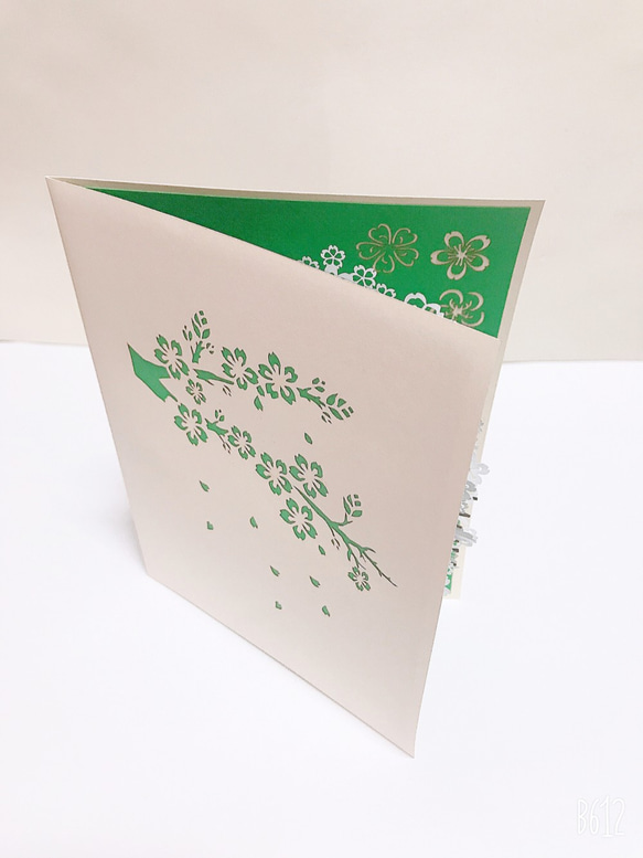 無料ラッピング！ポップアップカード　シンプル！手作り切り紙立体カード　桜 ホワイトデザイン2 8枚目の画像