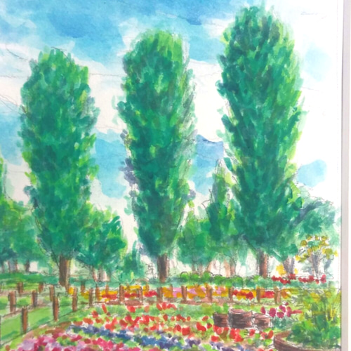 水彩画 花とサンタ  水彩画　原画 2a9855fed450f13d463bc90d9205d8