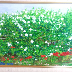 "　夏の花　"　油彩画　原画　F4号　額付 2枚目の画像