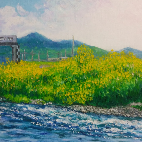 絵画、油彩、秋の焼き芋、佐原聖春、F4号 苦かっ