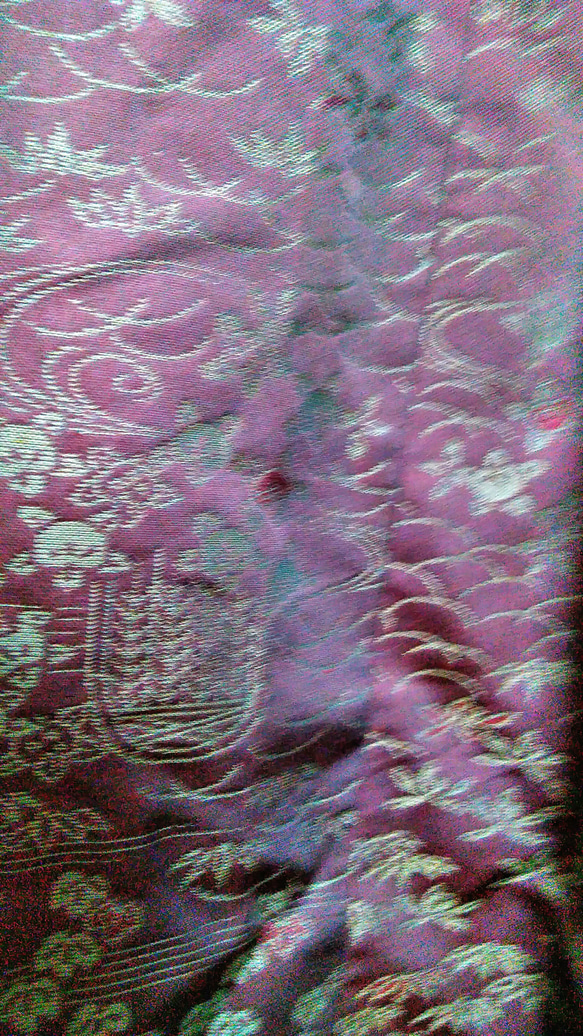 着物リメイク・スカート　シルク　アンティークの着物で作りました膝丈スカート(紫) 3枚目の画像