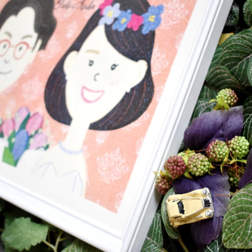 ♫オーダーメイド似顔絵♫⭐️ウェルカムボード⭐️ 似顔絵ウェルカムボードMサイズ 【結婚式 ウェルカムボード オーダー