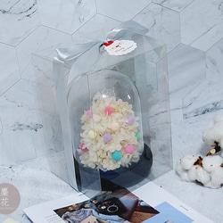麋花Amor Floral- 白色聖誕玻璃花罩聖誕樹/耶誕禮物/交換禮物/永生花/繡球花 第3張的照片