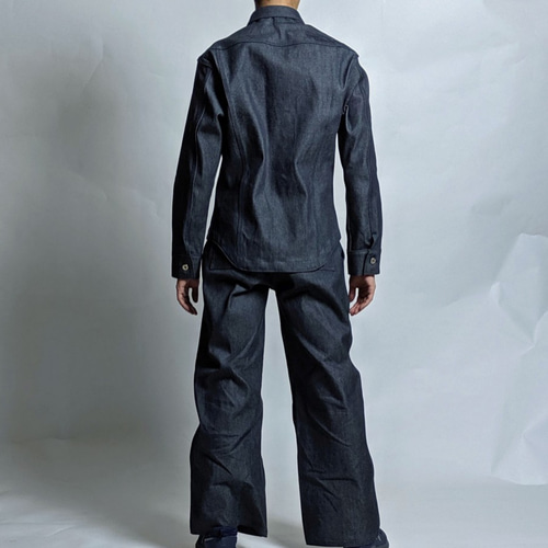 岡山県産デニムセットアップ（ボタンダウンGジャン＆ワイドパンツ