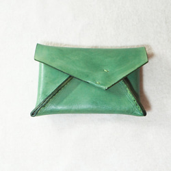 手染植鞣信封名片夾-橄欖綠 第3張的照片