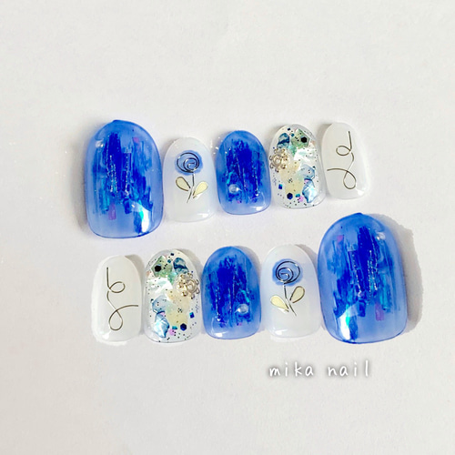 no.012】ニュアンス/ワイヤー/薔薇/フラワー/オーロラ/透け感/ネイル  