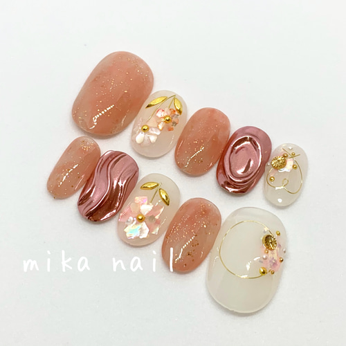 no.045】ニュアンスネイル/ワイヤーネイル/シェル/シェルフラワー  