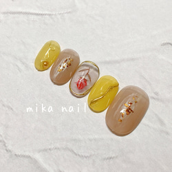 【no.084】ニュアンスネイル/くすみイエロー/薔薇ネイル/アンティーク/ミラーネイル 2枚目の画像