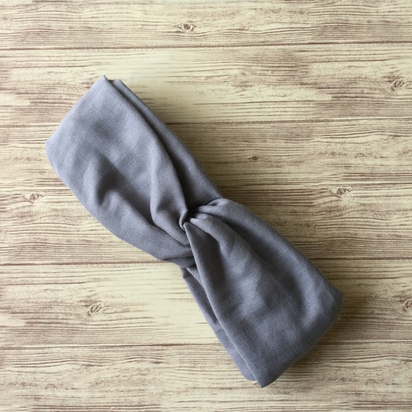 雙層紗布頭巾（灰色） 第2張的照片