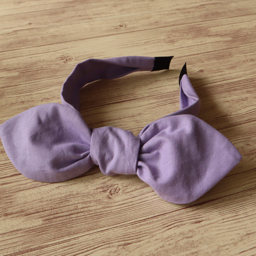 リボンカチューシャ（ラベンダー・うさ耳リボン) chika カチューシャ
