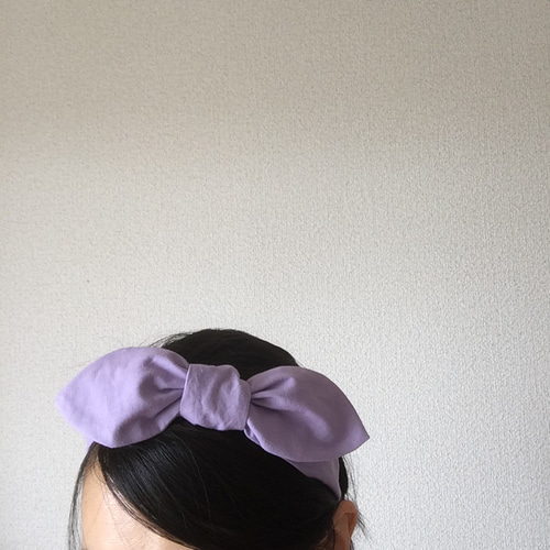 リボンカチューシャ（ラベンダー・うさ耳リボン) chika カチューシャ