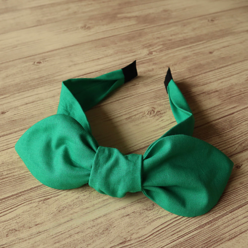 Chalmiere カチューシャ リボンクリップ グリーン 緑 リボンカチューシャ（鮮やかなグリーン・うさ耳リボン）chika