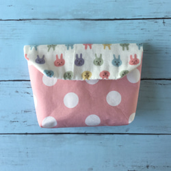 封筒型のお弁当袋（うさぎとピンクの水玉）小さいサイズ 2枚目の画像