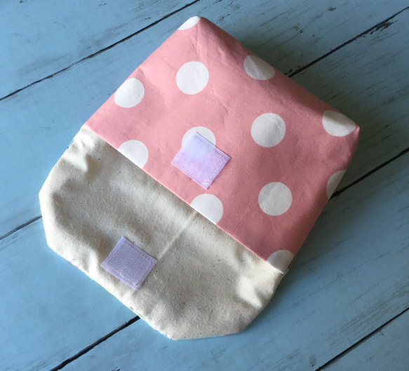 封筒型のお弁当袋（うさぎとピンクの水玉）小さいサイズ 3枚目の画像