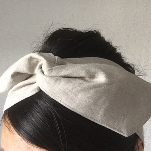 ワイヤーヘアバンド（リネン・ベージュ）chika ワイヤーターバン ヘア