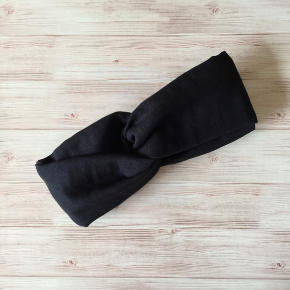 雙紗交叉頭巾（黑） 第2張的照片