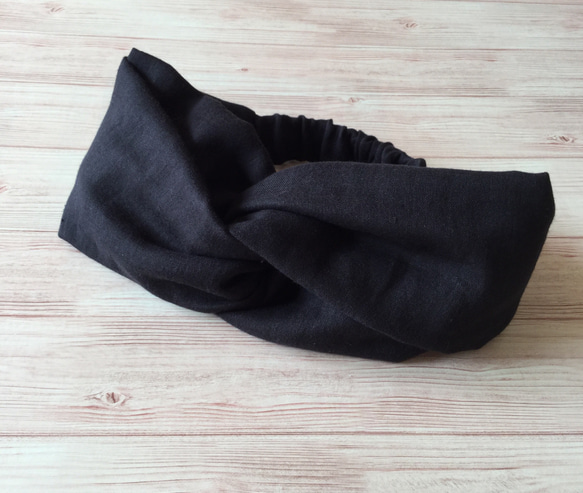 雙紗交叉頭巾（黑） 第4張的照片