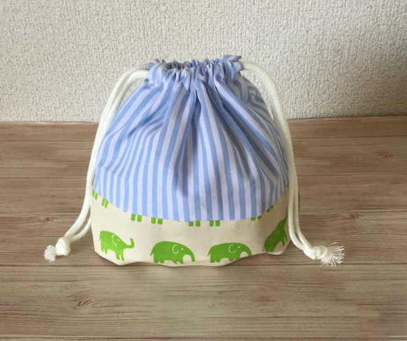 ミニ巾着（きみどりぞうさん・水色ストライプ）コップ袋 人気・おすすめ｜売れ筋商品・話題商品におすすめ 品質チェック済み 安心配送