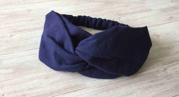雙層紗布頭巾（海軍藍） 第1張的照片