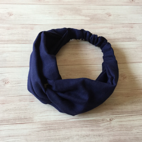雙層紗布頭巾（海軍藍） 第2張的照片