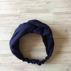 雙層紗布頭巾（海軍藍） 第4張的照片