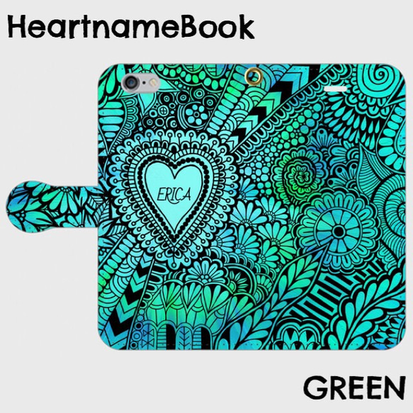 ★送料無料★《全3色!!》【iPhone】HeartnameBook【ハートネームブック】手帳型 ケース 4枚目の画像