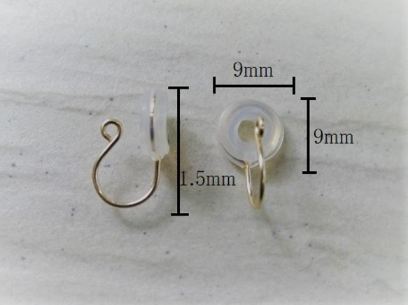 ノンホールピアスパーツ14kgf   落ちにくい痛くないシリコン付き【1ペア】 3枚目の画像