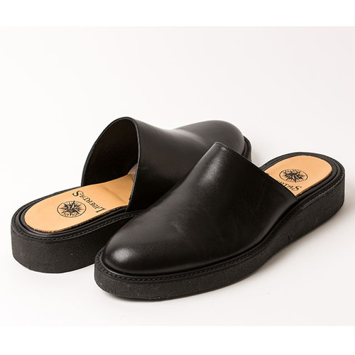 即納】メンズ レザーミュール サンダル 本革 革靴 ブラック グリーン