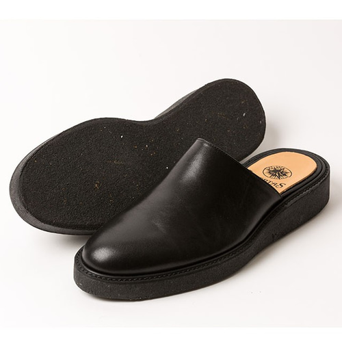 ブラックレザー ミュールサンダル 即納】メンズ レザーミュール サンダル 本革 革靴 ブラック グリーン