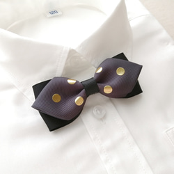 蝶ネクタイ  ゴールドドット ～ チャコール ～ フォーマル 男の子 こども キッズ ベビー 結婚式 入園 入学 卒園 2枚目の画像