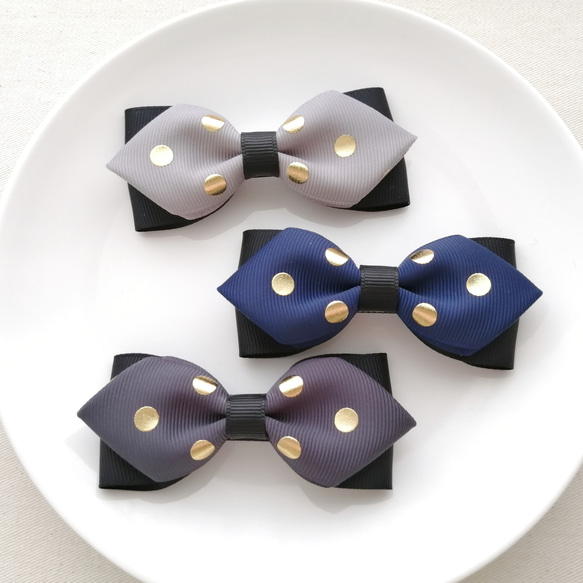 蝶ネクタイ  ゴールドドット ～ チャコール ～ フォーマル 男の子 こども キッズ ベビー 結婚式 入園 入学 卒園 5枚目の画像