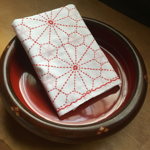 刺し子ふきん(唐花亀甲) その他インテリア雑貨 MIKENEKOMACHI 通販