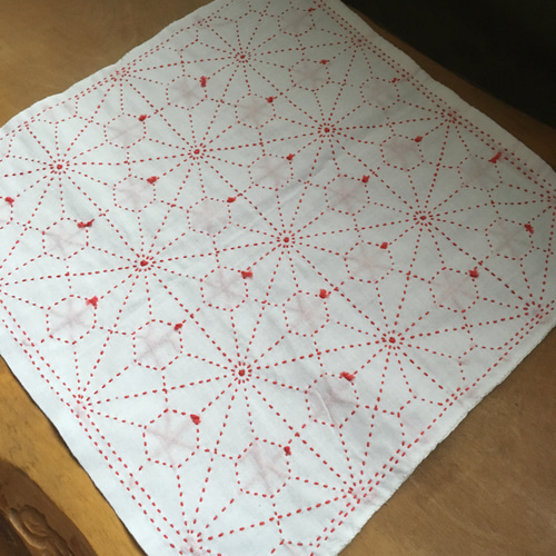 miaratowa　刺し子ふきん 刺し子ふきん(唐花亀甲) その他インテリア雑貨 MIKENEKOMACHI 通販