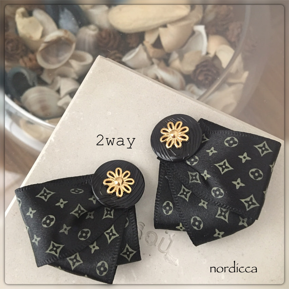 monogram♦︎2way  black モノグラムピアス イヤリング 3枚目の画像