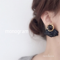 【earring】monogram- navy 2枚目の画像