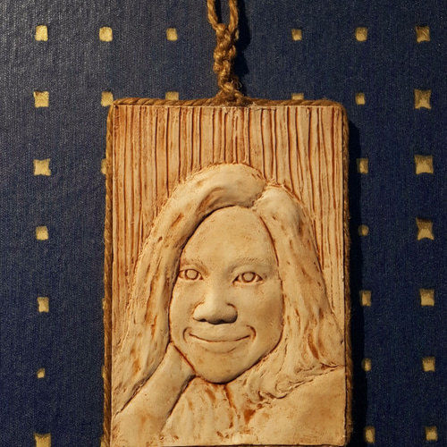 送料無料」「 小15x10cm」オーダー、似顔絵彫刻、浮き彫り