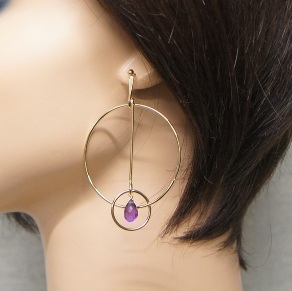 紫水晶神秘圓圈拼圖耳環【耳環可換】 第1張的照片