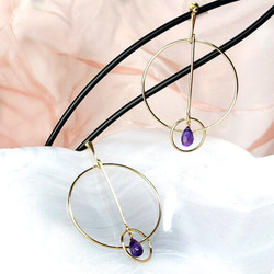 紫水晶神秘圓圈拼圖耳環【耳環可換】 第2張的照片