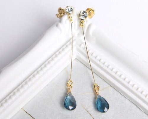残1点作品☆ 宝石質ブルートパーズピアス　イヤリングに変更可能☺︎ 1_33ed081d630cdc9569f7f7d85bb0
