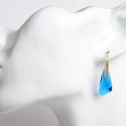 搖擺卡布里島藍色耳環施華洛世奇 SV925 方晶鋯石 [金色] 第3張的照片