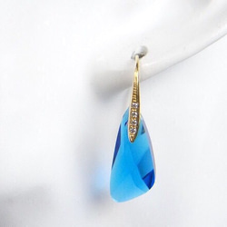 搖擺卡布里島藍色耳環施華洛世奇 SV925 方晶鋯石 [金色] 第4張的照片