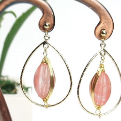 Cherry Quartz Hoop Earrings Teardrop【耳環可更換】 第1張的照片