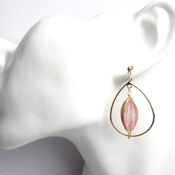 Cherry Quartz Hoop Earrings Teardrop【耳環可更換】 第3張的照片