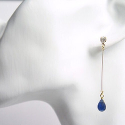 寶石水滴藍藍寶石仙女耳環【耳環可換】 第3張的照片